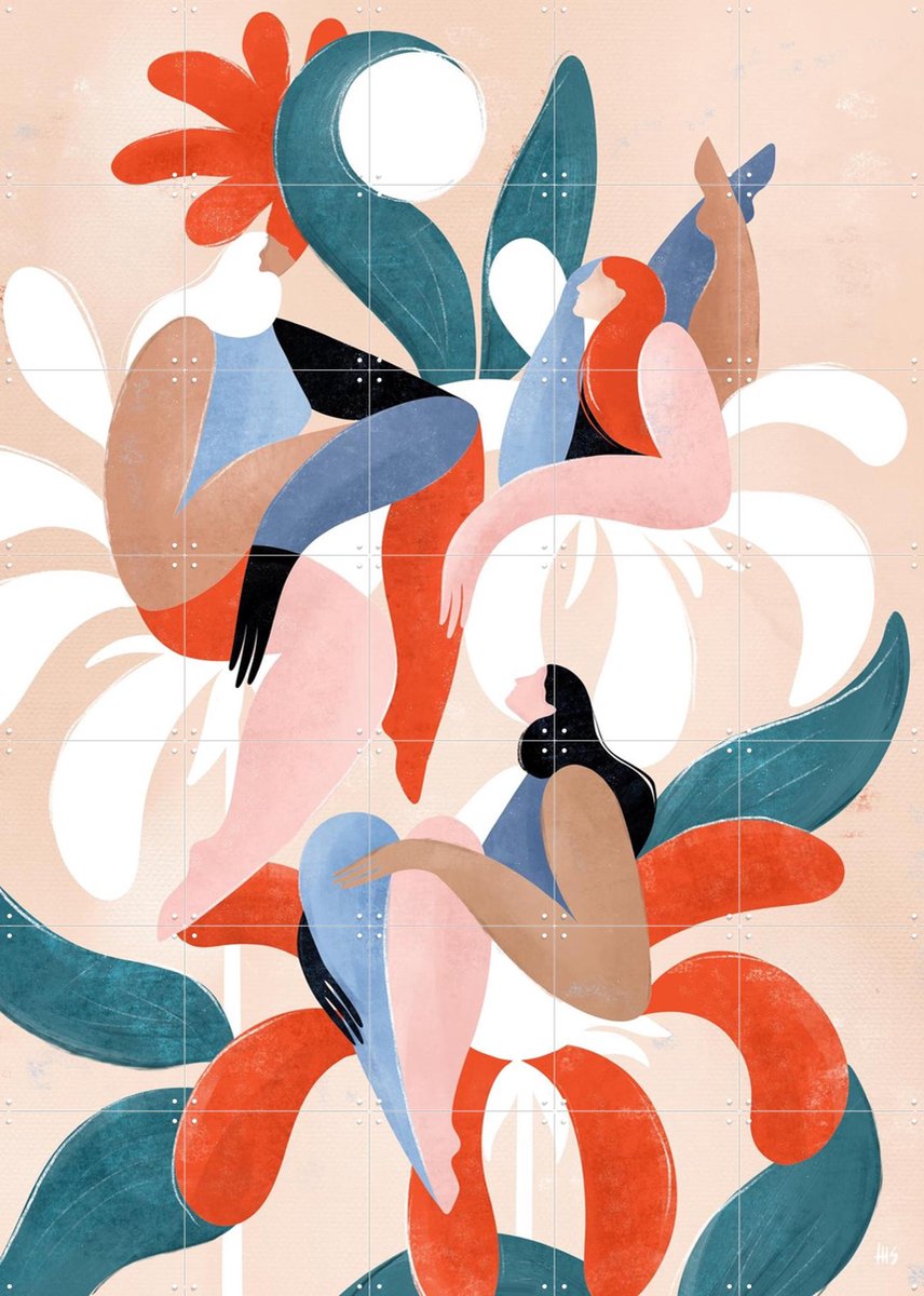 IXXI Wild Flowers, Maggie Stephenson - 100 x 140 cm - Gratis ophangtool - Grote wanddecoratie en posters - Kleurrijk, Speels, Illustraties, Abstract