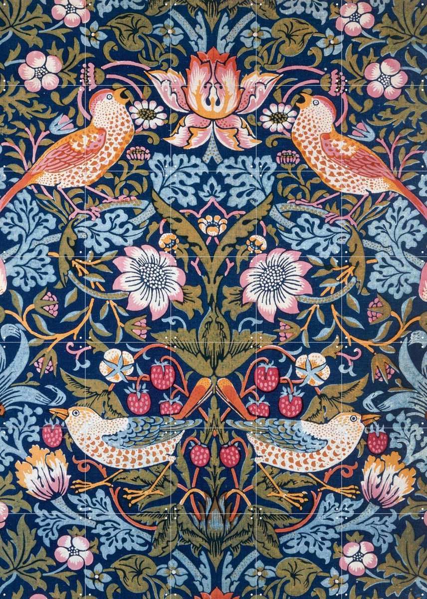 IXXI Strawberry Thief, William Morris & Victoria and Albert Museum - 100 x 140 cm - Gratis ophangtool - Grote wanddecoratie en posters - Klassiek