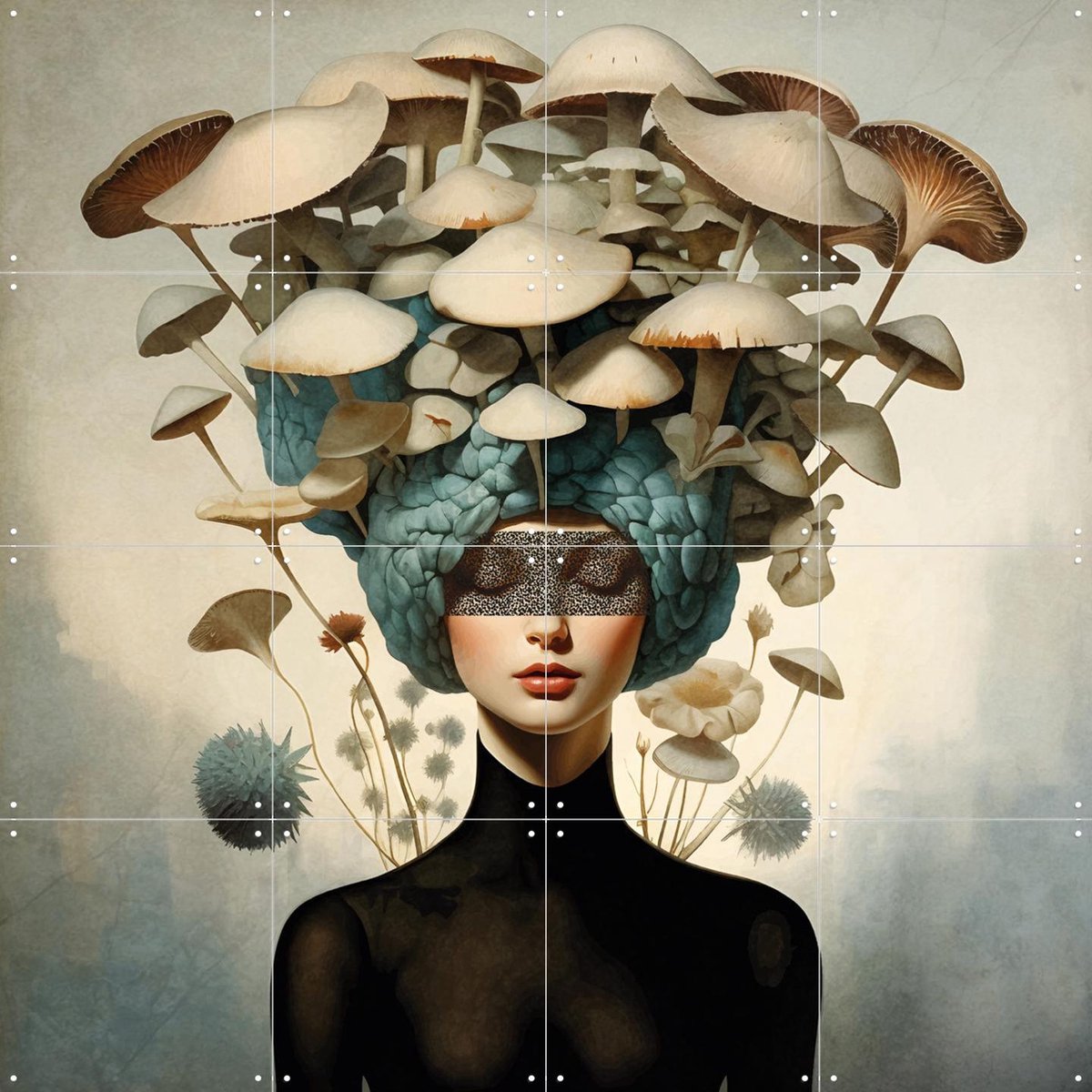 IXXI Hello October, Mirjam Duizendstra - 80 x 80 cm - Gratis ophangtool - Grote wanddecoratie en posters - Surrealisme, Illustraties, Digitale Kunst
