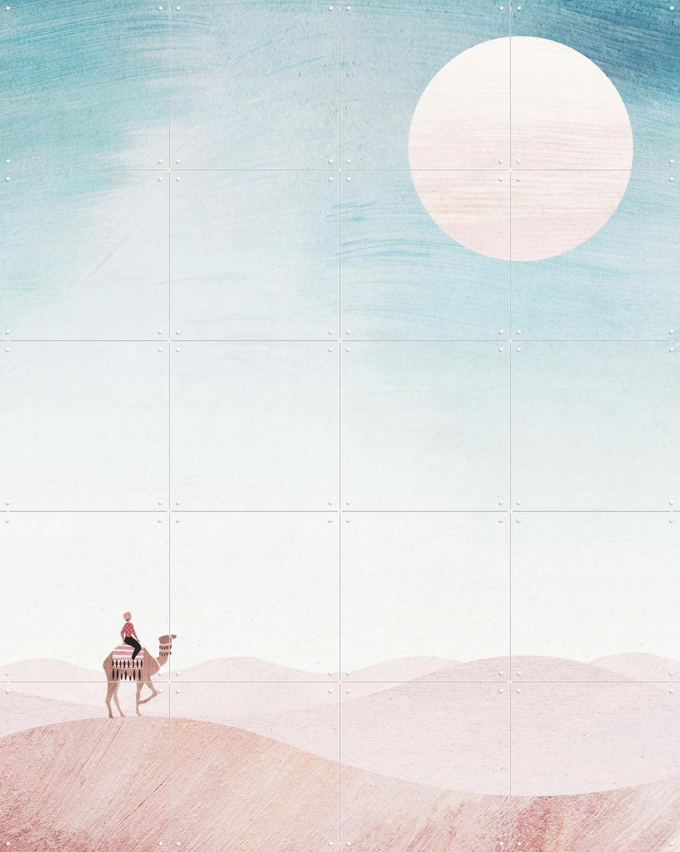 IXXI Pink Desert, Henry Rivers - 80 x 100 cm - Gratis ophangtool - Grote wanddecoratie en posters - Minimalisme, Illustraties, Abstract, Slaapkamer