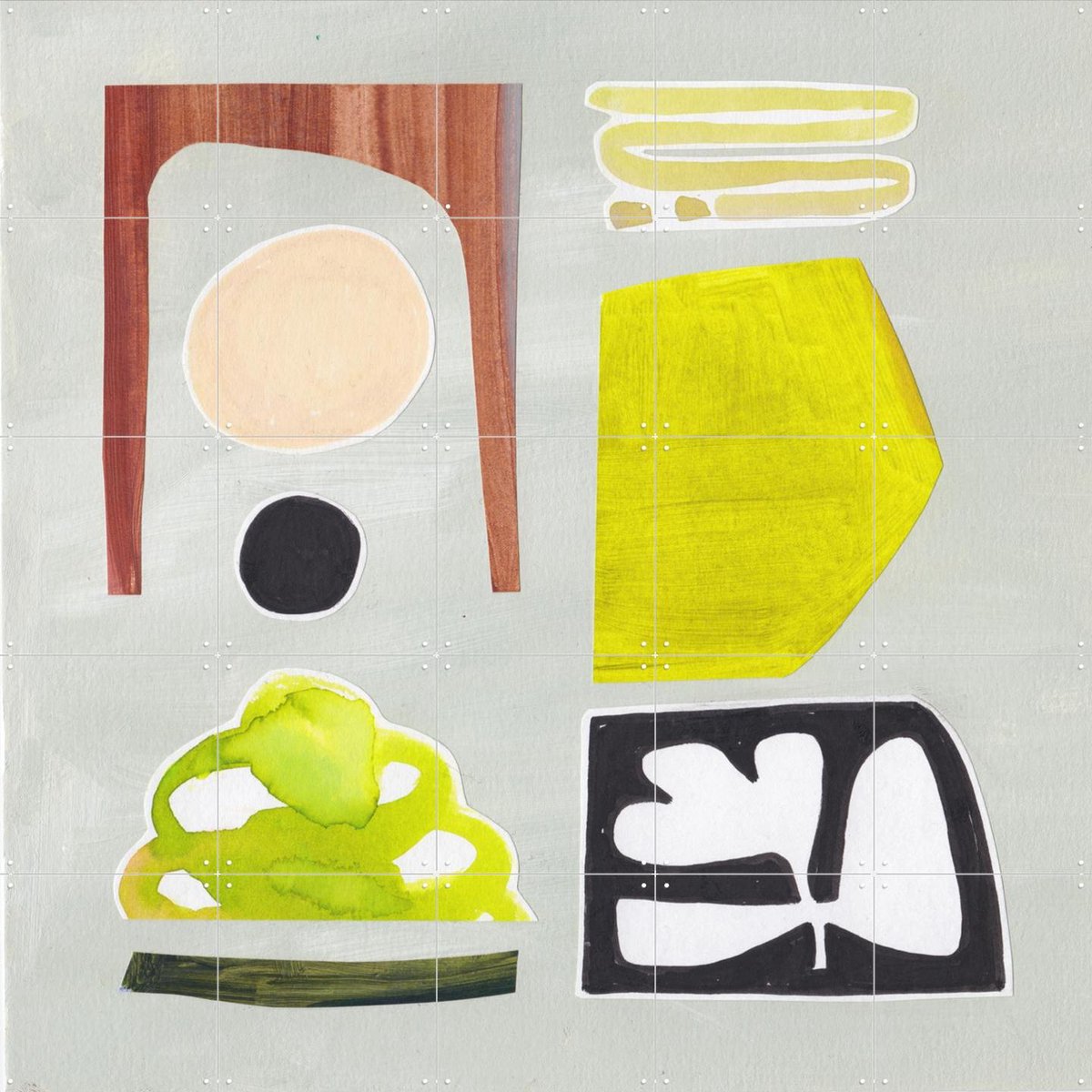 IXXI Green, Henriette Visscher - 100 x 100 cm - Gratis ophangtool - Grote wanddecoratie en posters - Speels, Geometrische Kunst, Gemengde Technieken