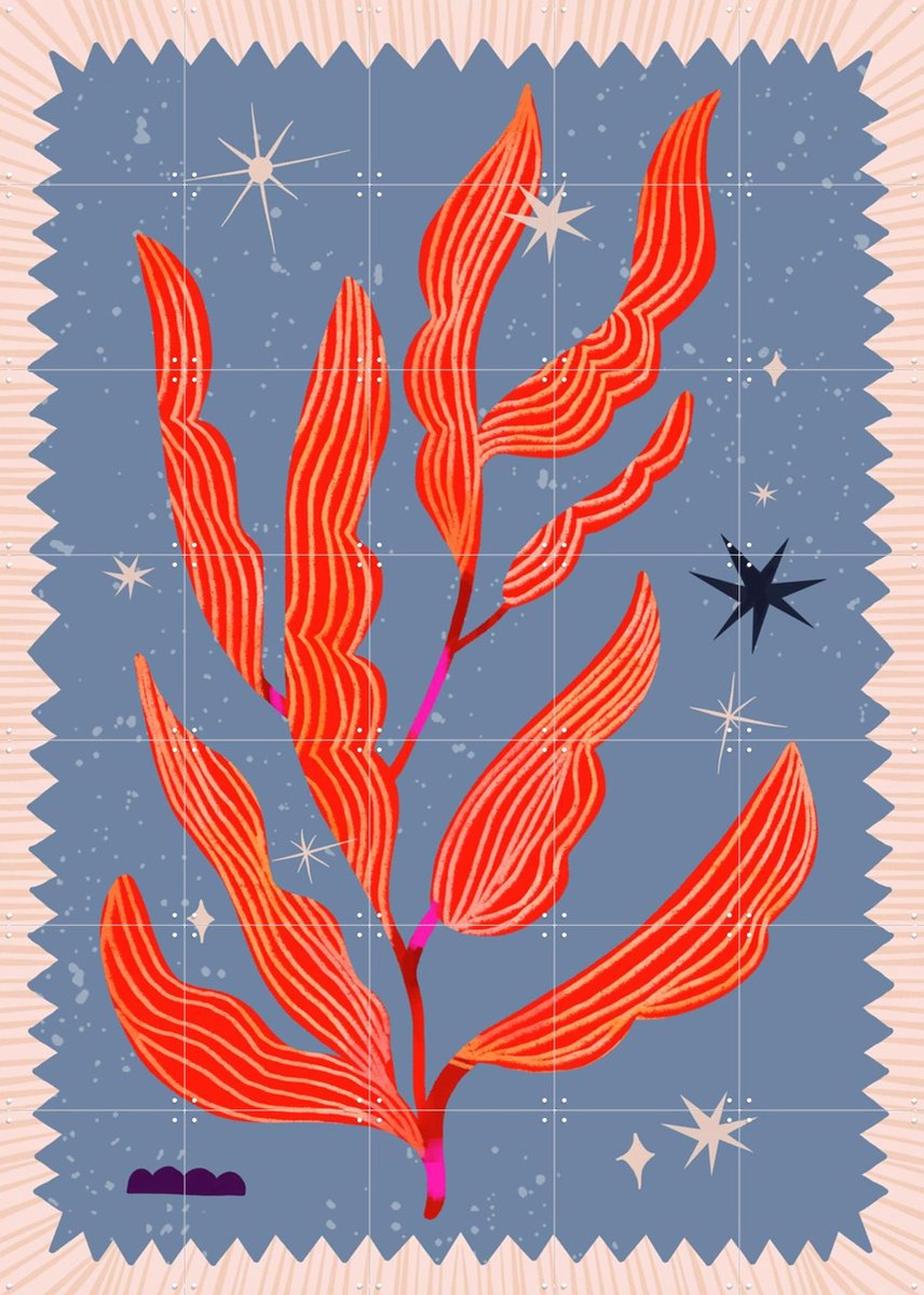 IXXI Bloem - blauw, Lena Addink - 100 x 140 cm - Gratis ophangtool - Grote wanddecoratie en posters - Illustraties, Digitale Kunst, Abstract
