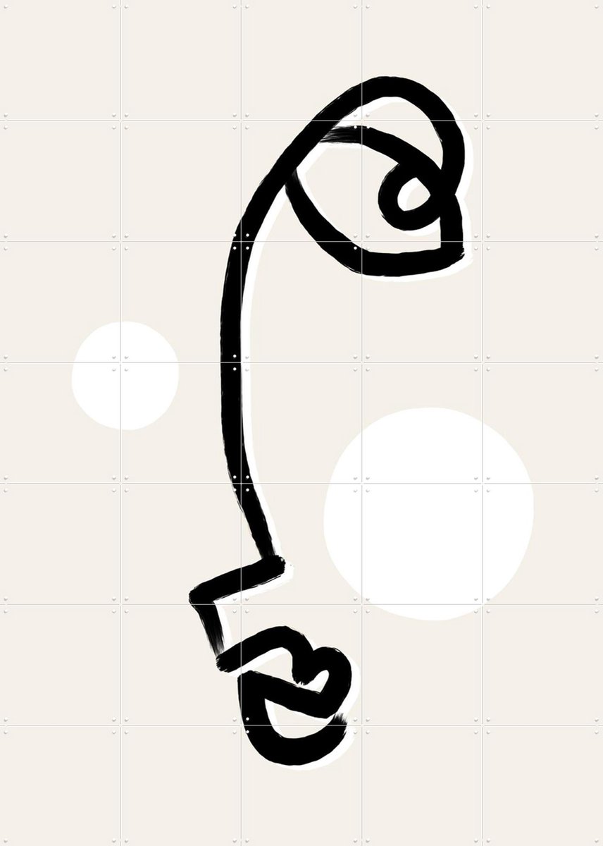 IXXI Sunny Face, Bohomadic Studio - 100 x 140 cm - Gratis ophangtool - Grote wanddecoratie en posters - Line art, Grafisch Ontwerp, Minimalisme