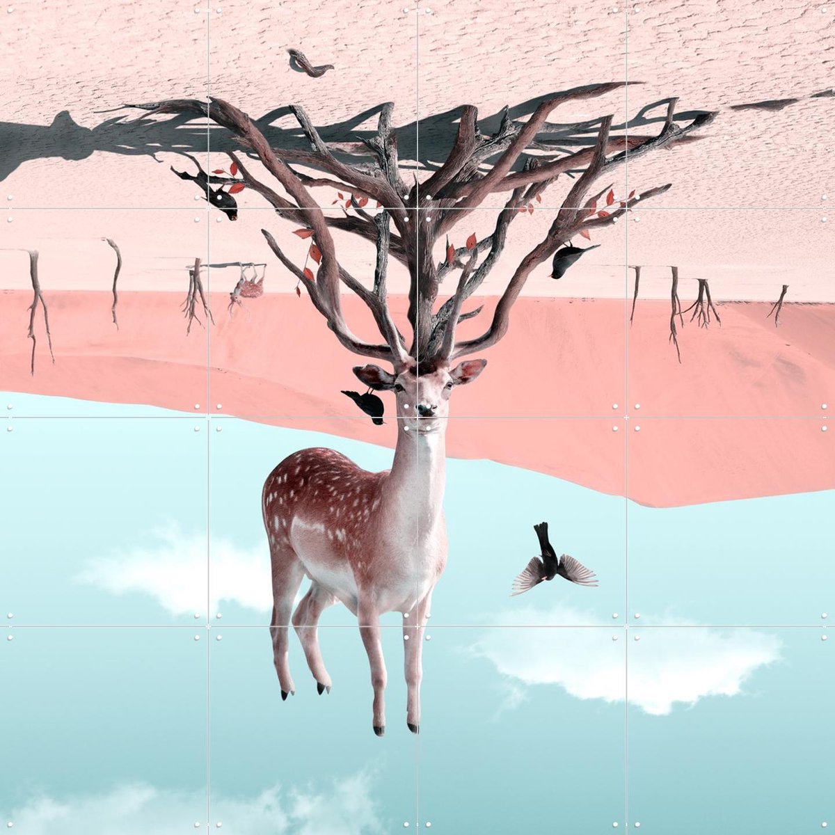 IXXI Reed, Julien Tabet - 80 x 80 cm - Gratis ophangtool - Grote wanddecoratie en posters - Fotografie, Surrealisme, Digitale Kunst, Woonkamer, Bomen