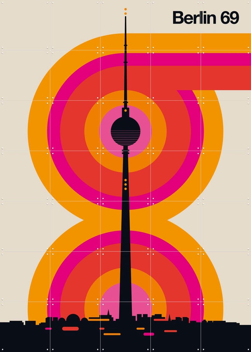 IXXI Berlin 69, Bo Lundberg - 100 x 140 cm - Gratis ophangtool - Grote wanddecoratie en posters - Kleurrijk, Pop art, Grafisch Ontwerp, Illustraties