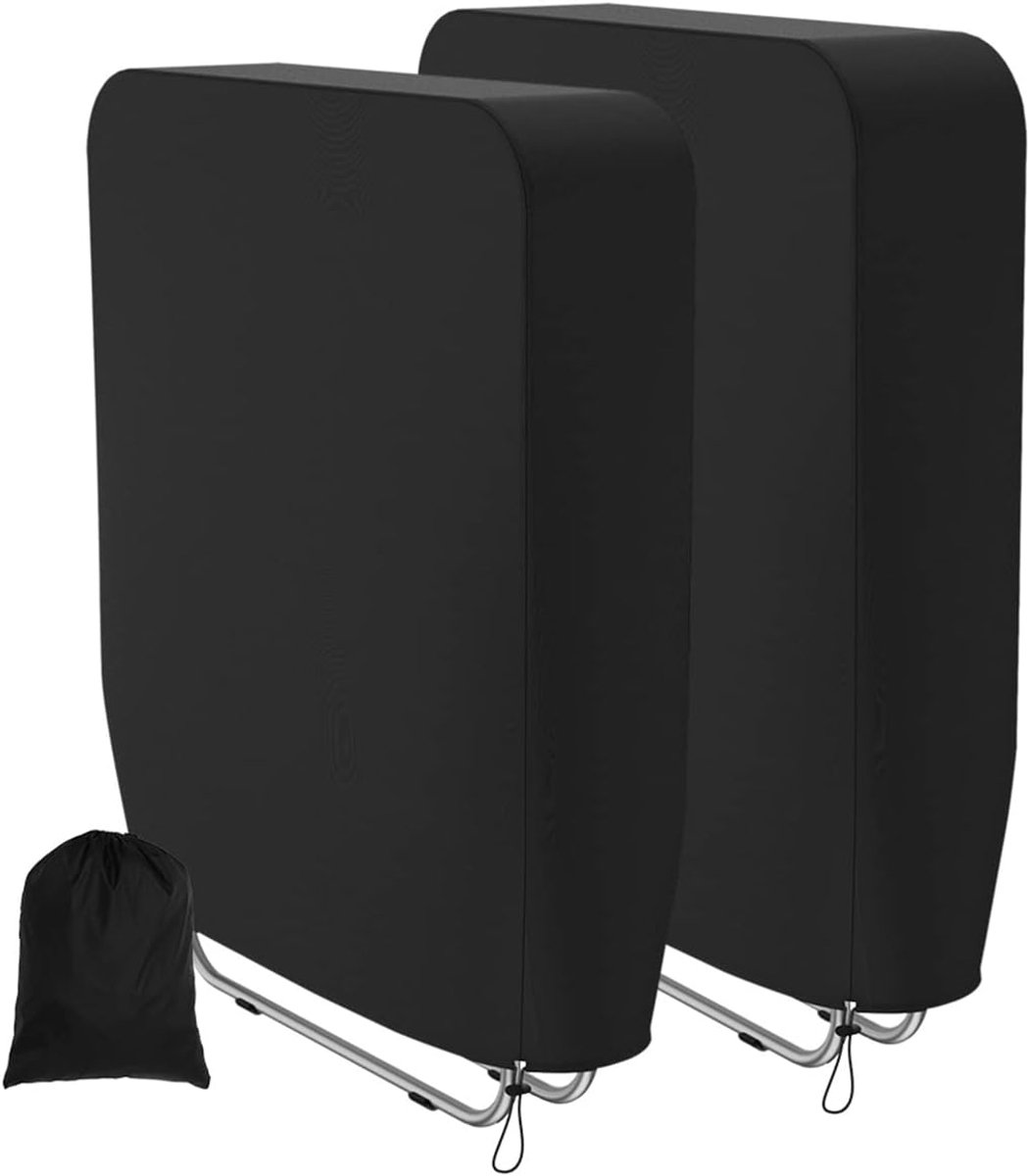 Famanu Set van 2 beschermhoezen voor tuinligstoelen - waterdicht - opvouwbaar - Oxford - waterdicht - winddicht - duurzaam - voor ligstoel - tuinstoel zwart