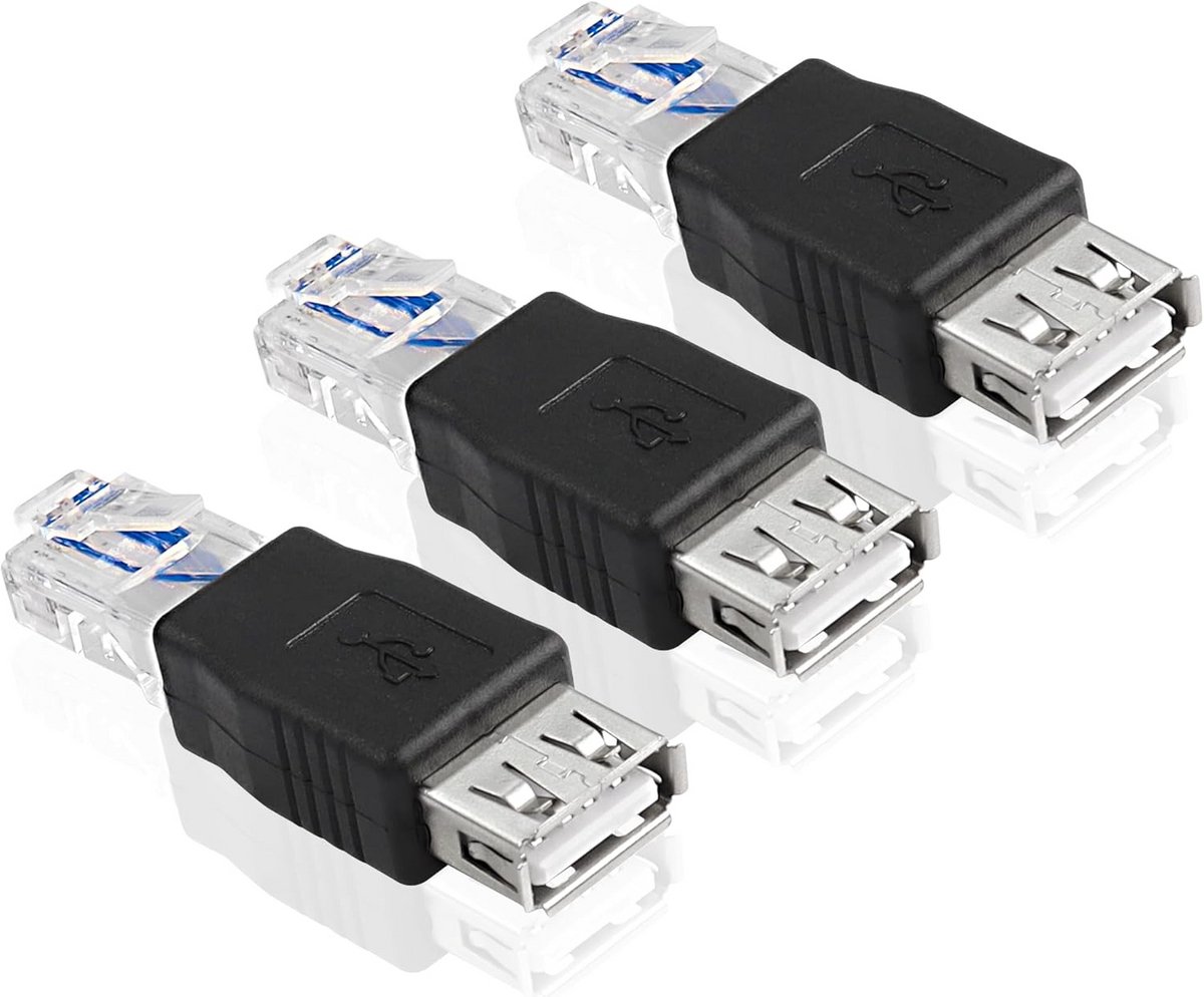 USB 2.0 Vrouwelijk naar RJ45 Mannelijke Adapter - Ethernet Converter voor Modem, Router en Camera