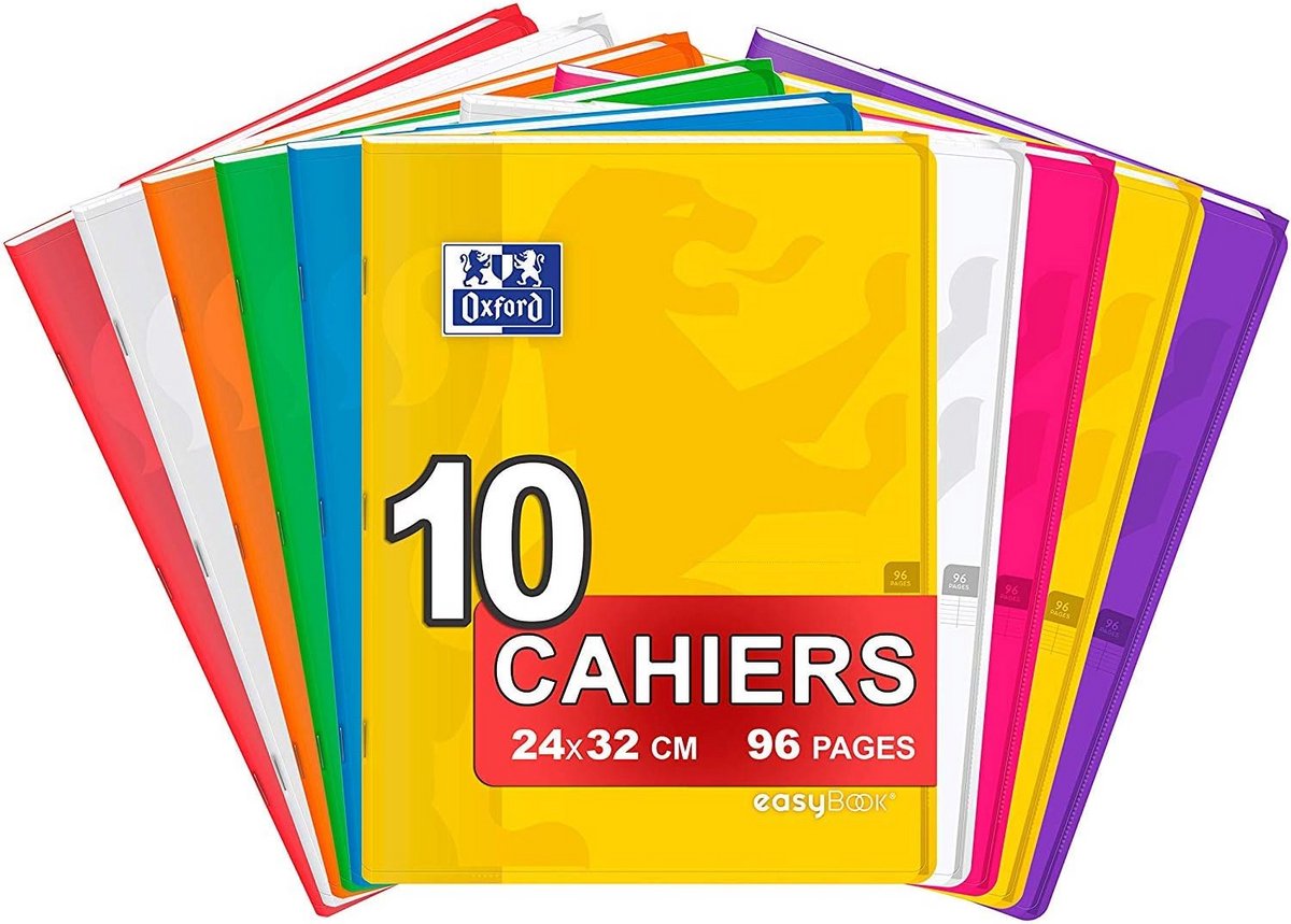 Geruit Notitieboek Groot Formaat A4+ met Kleurrijke Assortiment - 96 Pagina's