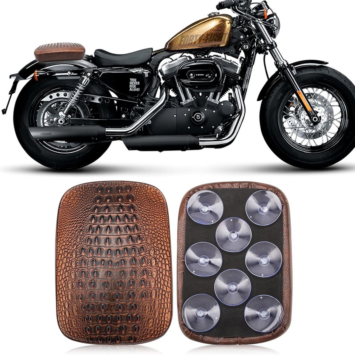 Motorfiets Passagiersstoel Set met 8 Zuignappen - Achterzitting Kussen voor Cruiser, Chopper en Diverse Modellen