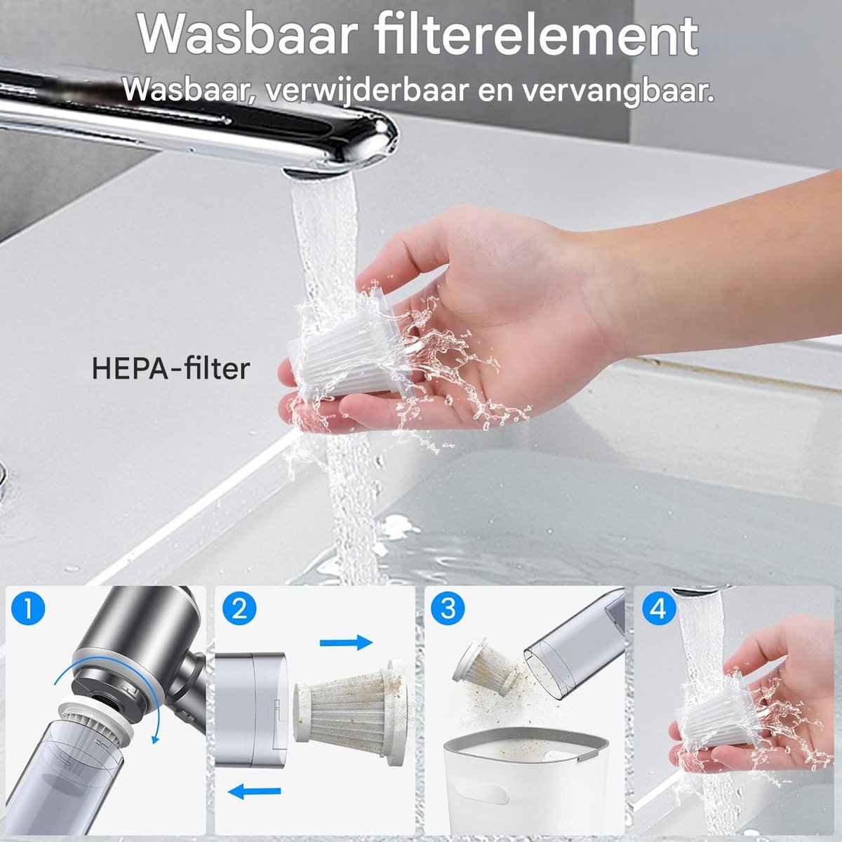 Draadloze Mini Handstofzuiger 18000Pa Lichtgewicht en - afbeelding 3