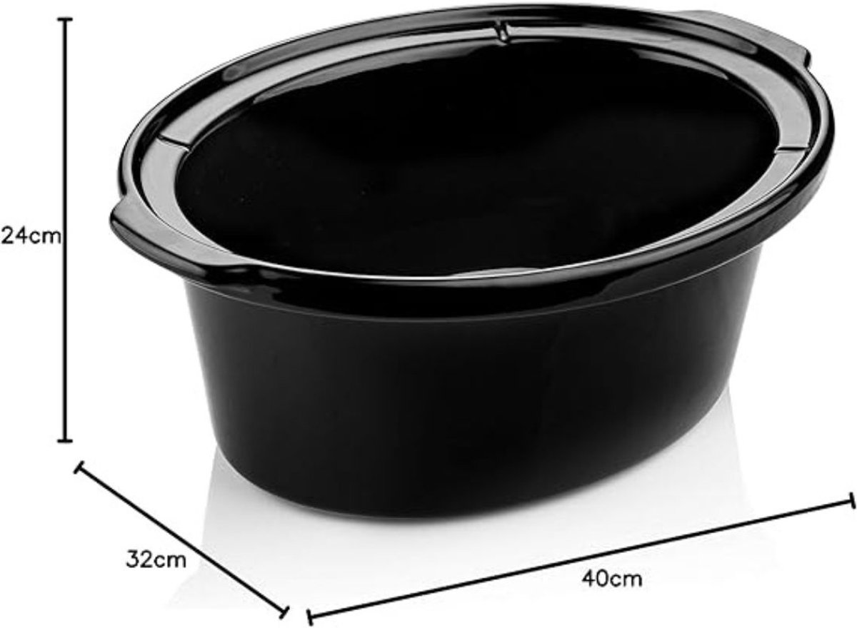 Aura® Slowcooker met Timer - Stoompan - Crockpot - Inclusief Warmhoudfunctie - Zwart - 40cm x 32cm x 24cm – foto 2