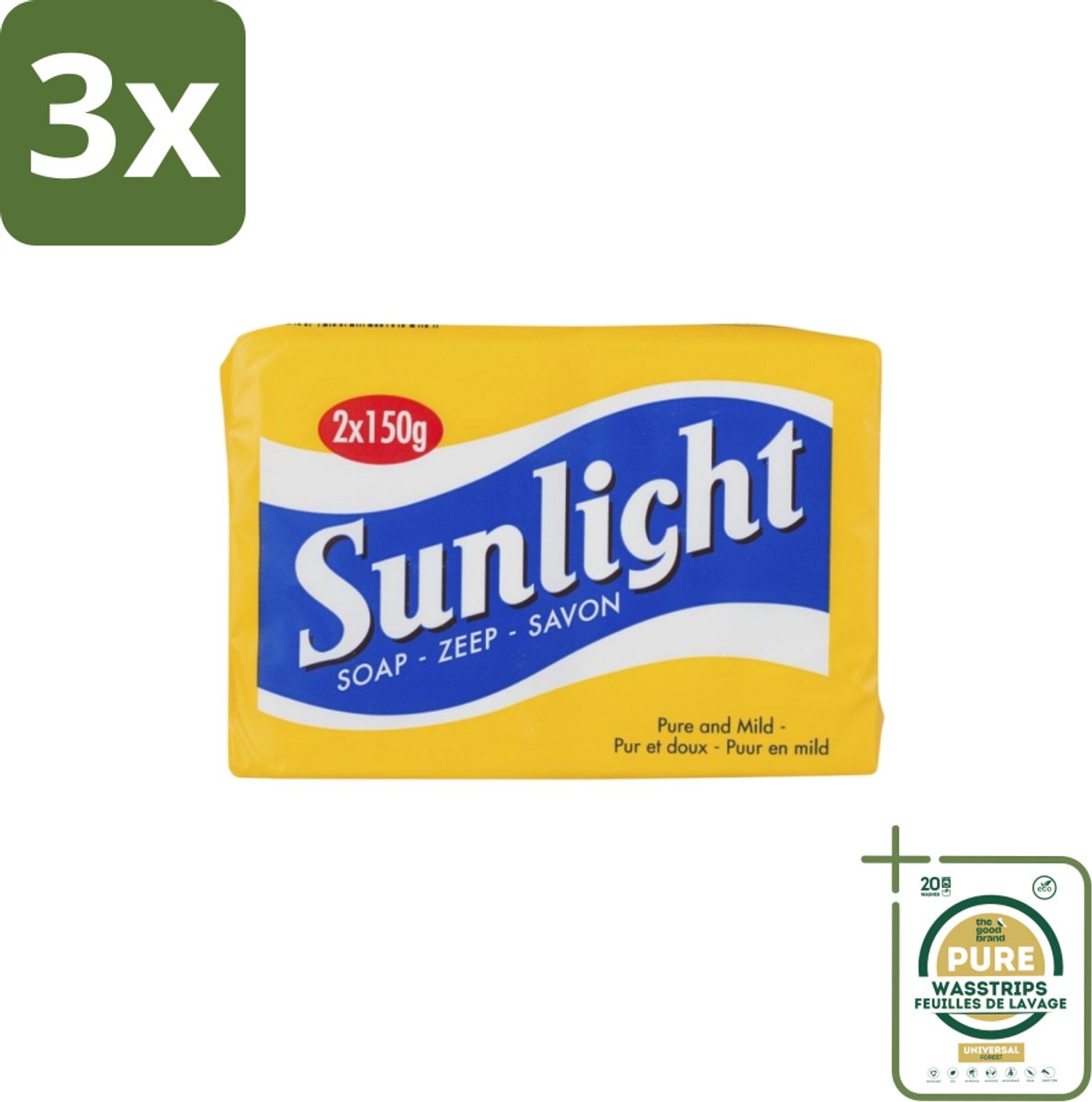 3 x Sunlight – Huishoudzeep – Klassiek – 150 g - Grootverpakking - Sunlight Zeep - Huishoudzeep - Klassieke Zeep - Zeep Voor Kleding - Zeep Voor Huid