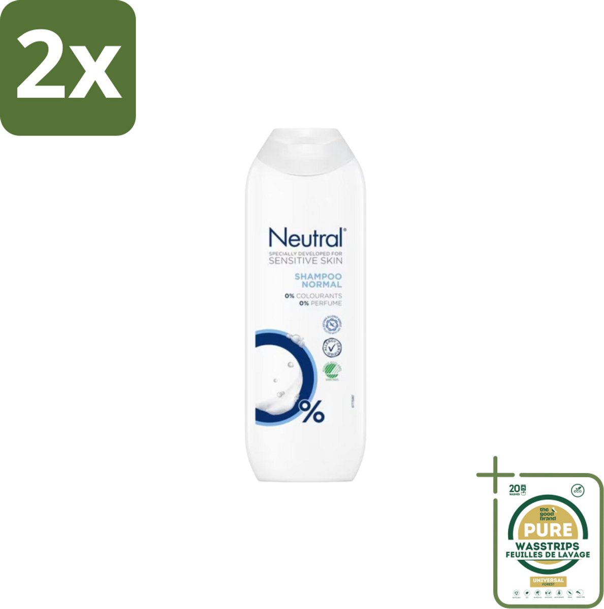 Neutral – Shampoo – Normaal Haar – 250 ml - Voordeelverpakking - 2 stuks - Milde shampoo - 0% parfum