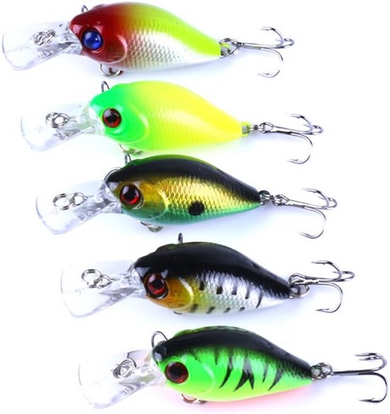 5-delige Set Drijvende Minnow Crankbaits Kunstaas voor Baars en Roofvis — afbeelding 4