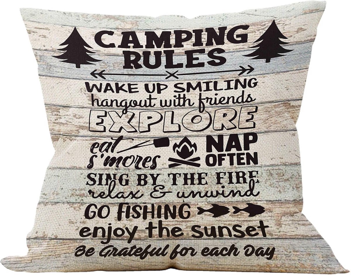 Decoratieve Kussensloop voor Campingliefhebbers - Camper en RV Thema - 45x45 cm Linnen