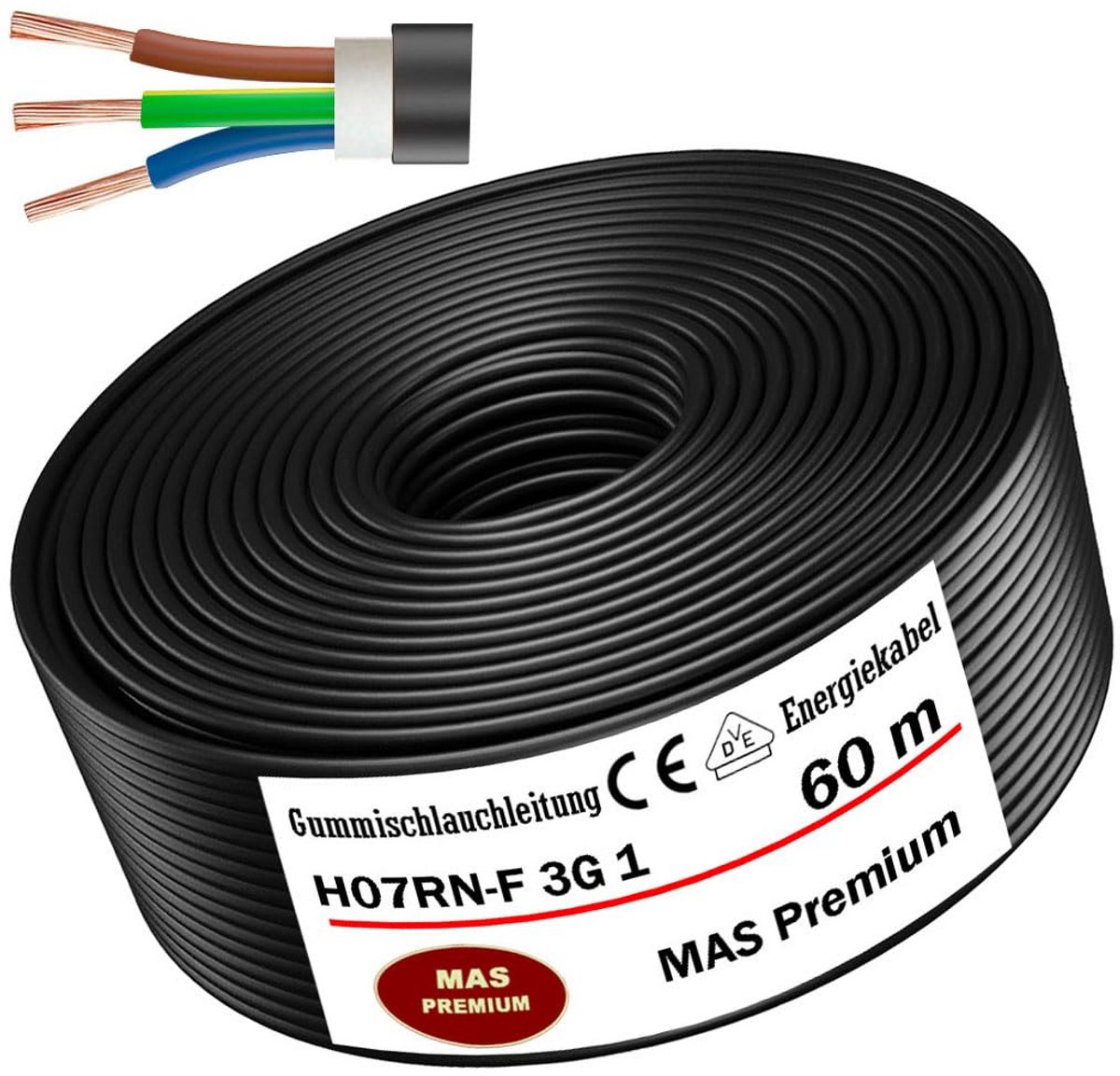 H07RN-F 3G1 3G1.5 3G2.5 3G4 3G6 3G10 Energiekabel Rubberen Slang Kabel voor Zware Apparatuur - Flexibele Installatie