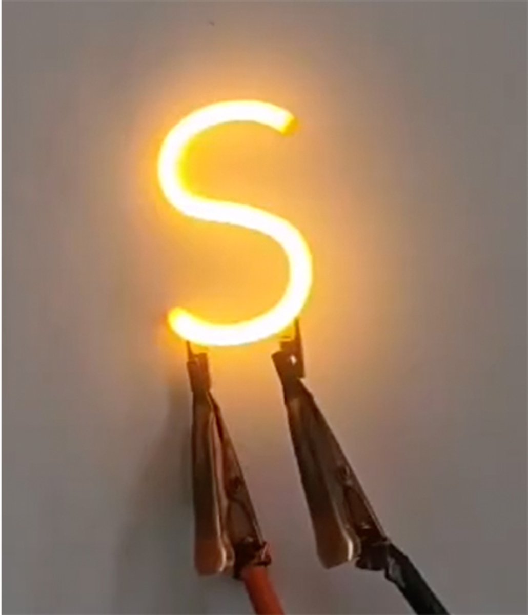 -S- COB LED 3V Filament Letter Geel 3 x 3 cm FPC 2200K 1W Warm-wit