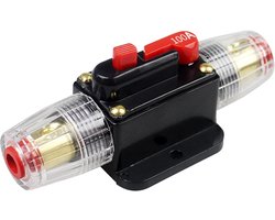 Automatic Fuse Holder 12V-24V DC - 100A Inline Car Power Switch - Manual Reset Switch - Audio Fuse for Car - Audio Inverter - System Protection - Boat - Truck - Circuit Beveiliging