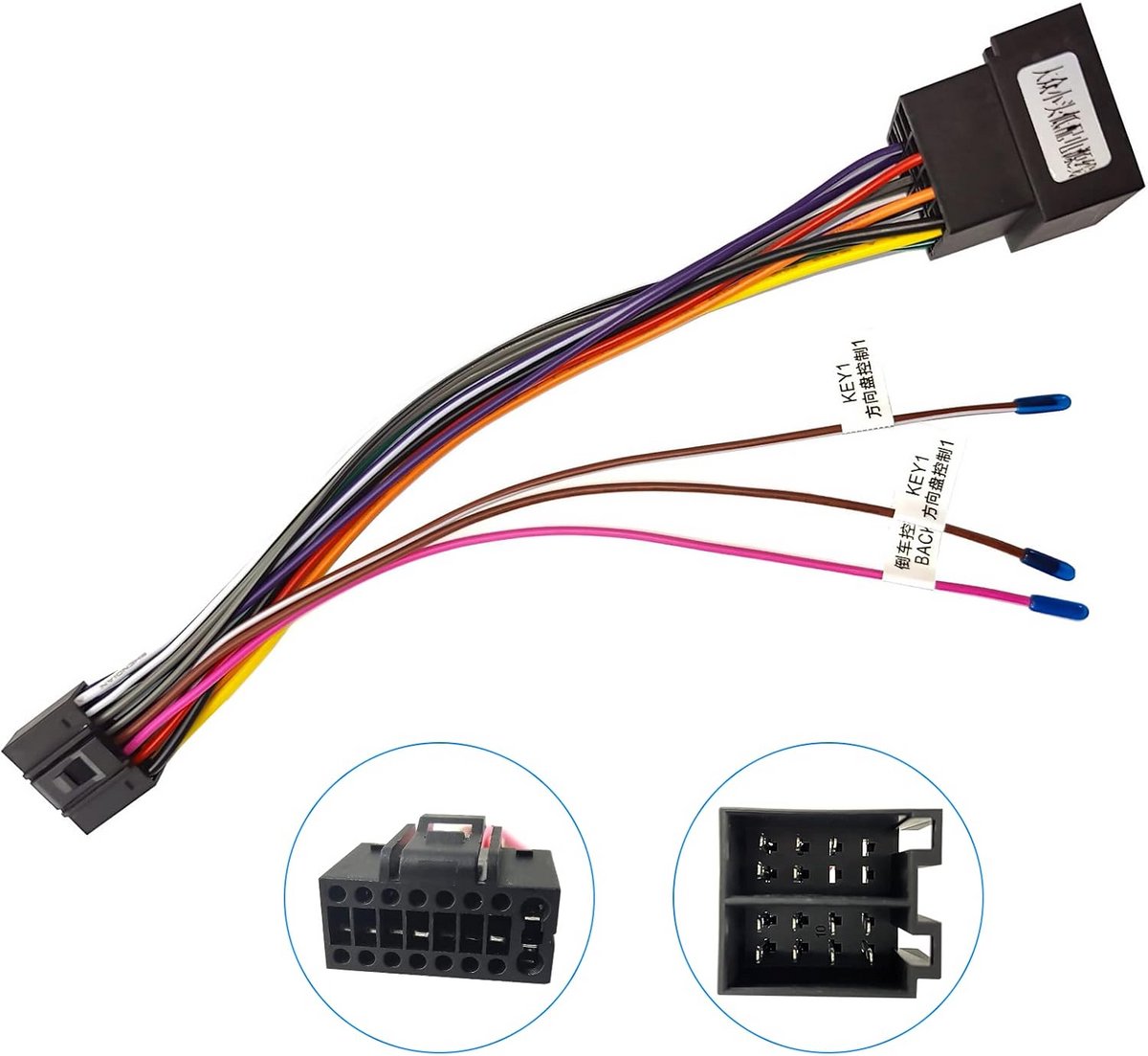ISO Adapterkabel 16 Pin naar ISO voor Android Autoradio met Stuurwielbediening