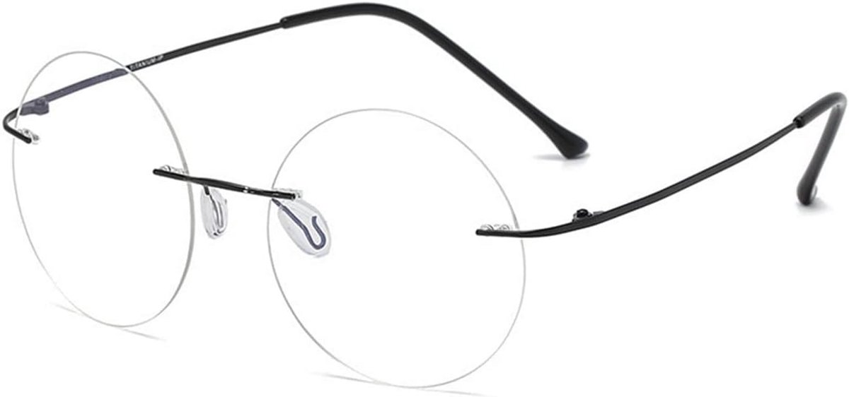 Randloze Leesbril Titanium Rond met Blauwlichtfilter - Ultralicht Rechthoekig Optiek voor Dames en Heren