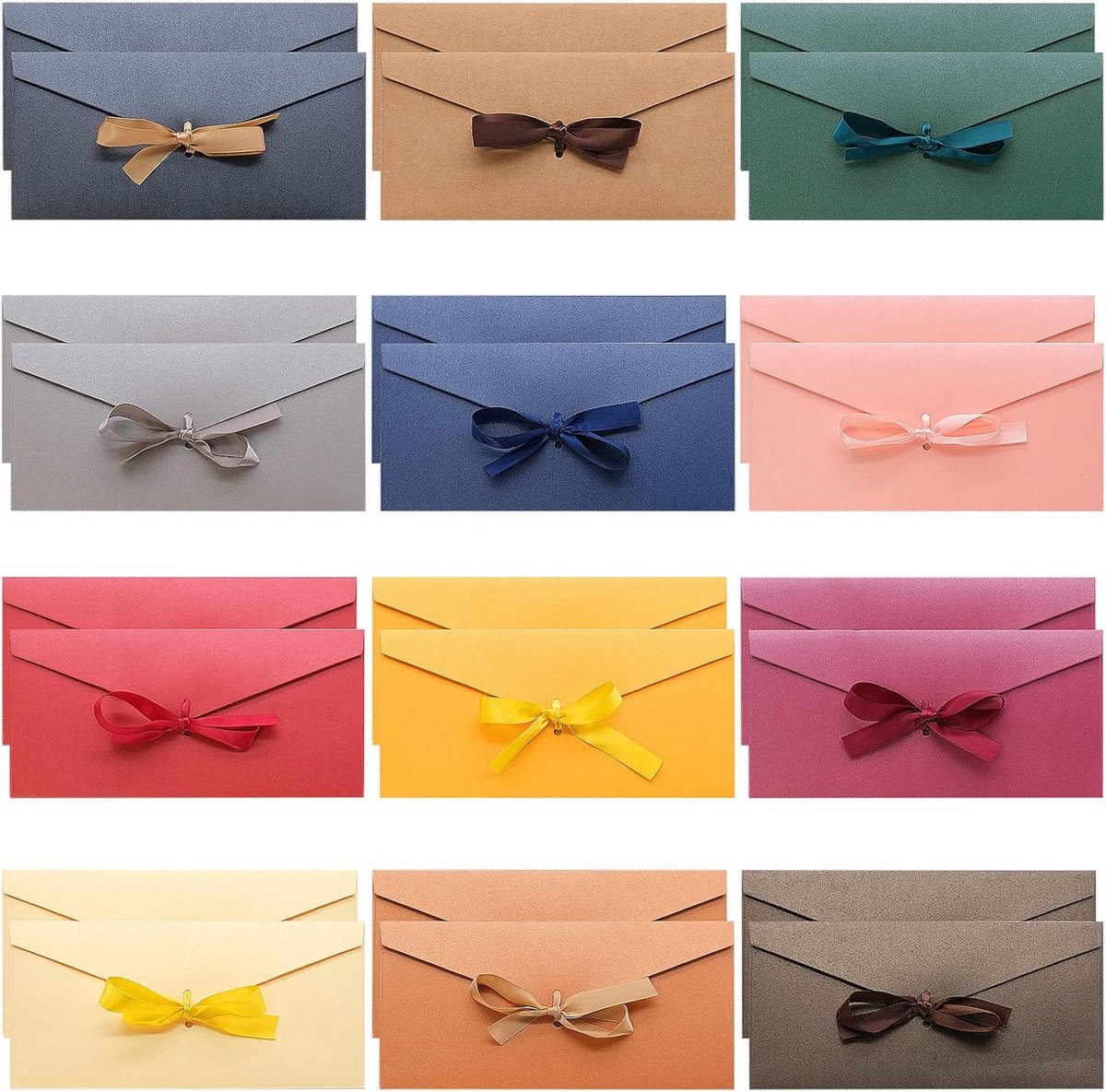 Set van 24 Kleurrijke Enveloppen (22x11 cm) voor Wenskaarten, Uitnodigingen en Cadeaubonnen