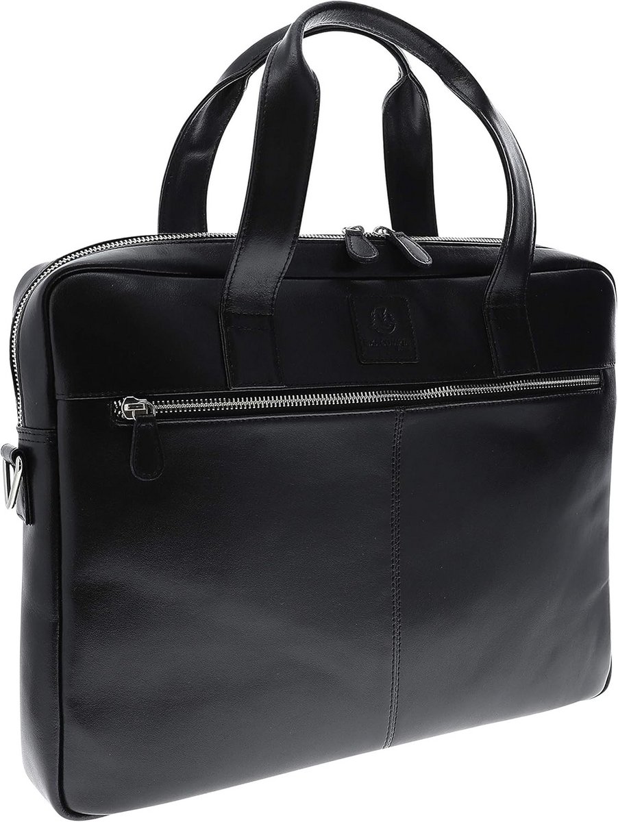 Laptoptas Zwart Leer voor 15 inch Laptop - Hoogwaardige Mobiele Werktas