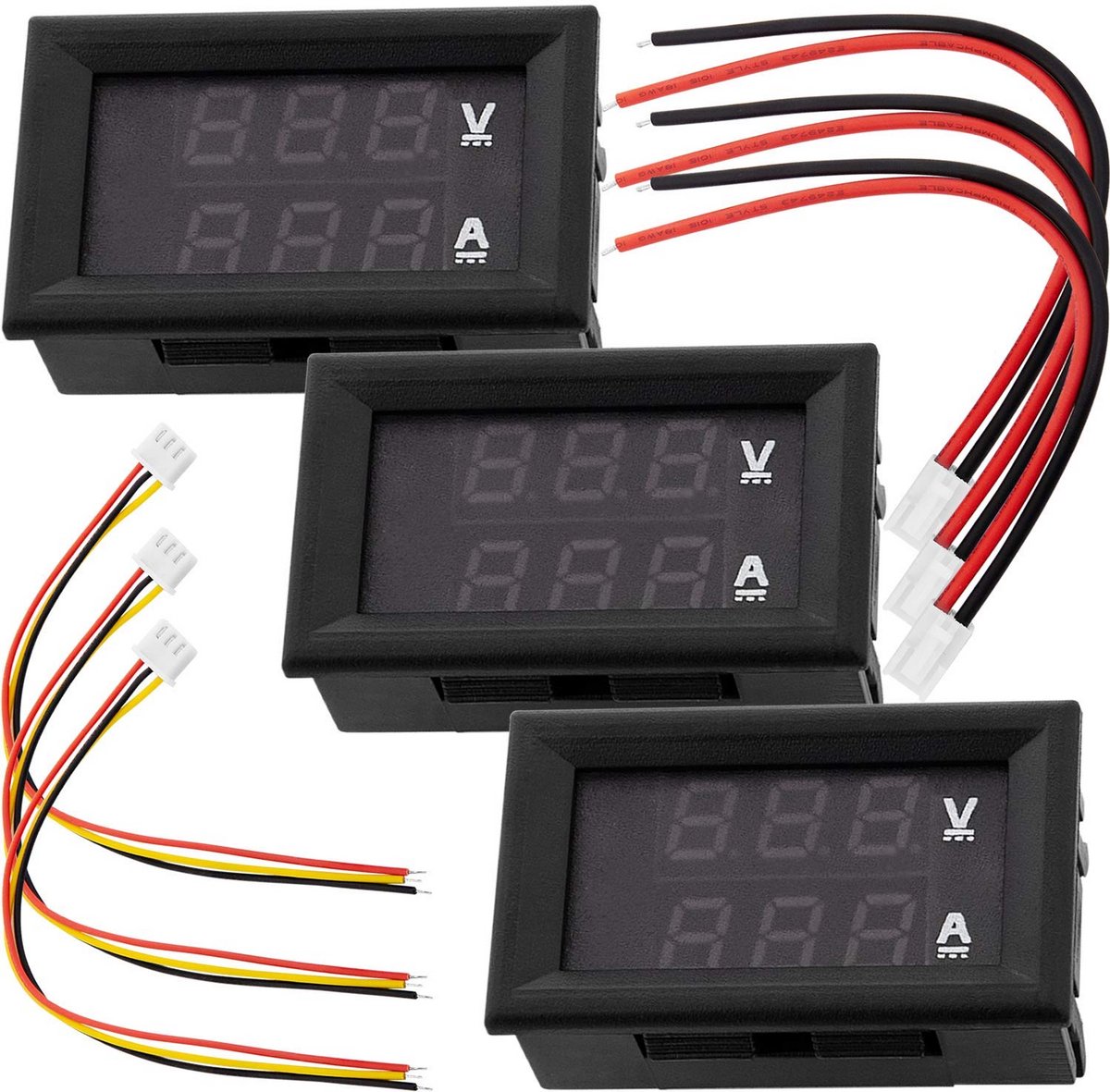 3x Voltmeter Ammeter Module met LED Display voor Arduino en Raspberry Pi (Meetbereik tot 100V/10A)
