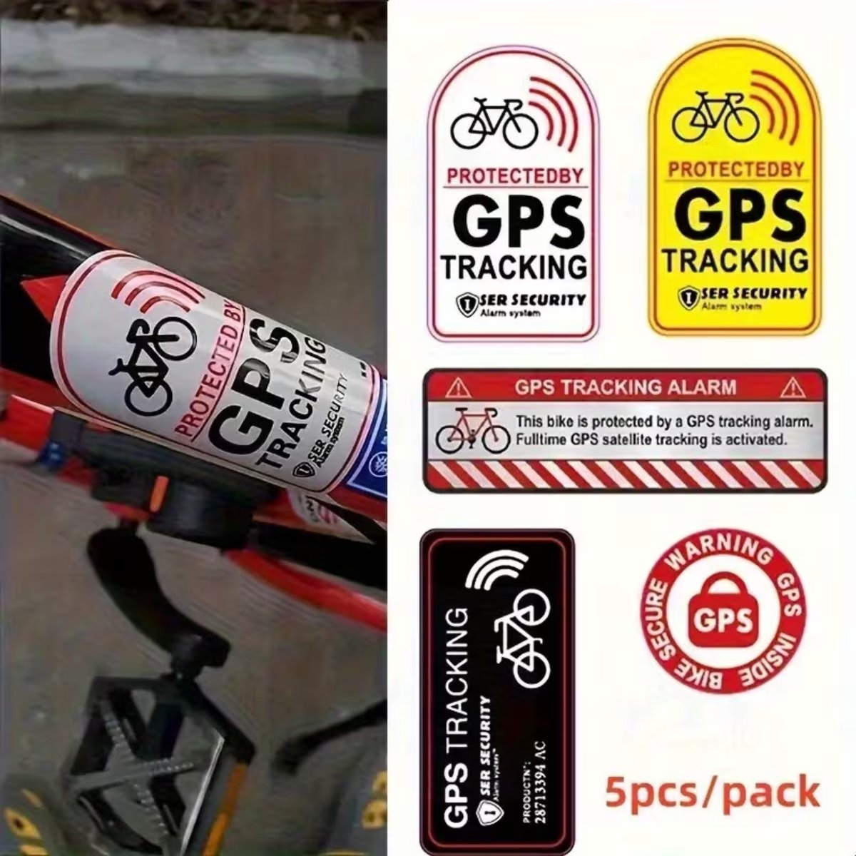 FA-VE GPS Tracking Waarschuwingsstickers – 5 Stuks – Anti-Diefstal Stickers – Voor Fiets, E-bike, Scooter & Motor
