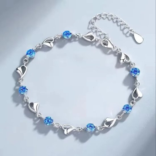 Roestvrijstalen Hart Halsketting en Armband Set voor Vrouwen - Vintage Kristal Sieraden, Elegant Cadeau voor Haar, Trendy Feestaccessoires - Blauw van Wolentty. — afbeelding 4