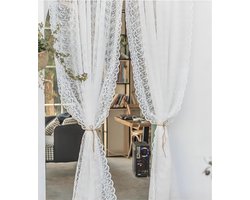 Witte Sheer Gordijnen Kant Voile Kantwerk Landelijke Stijl 260x130 cm