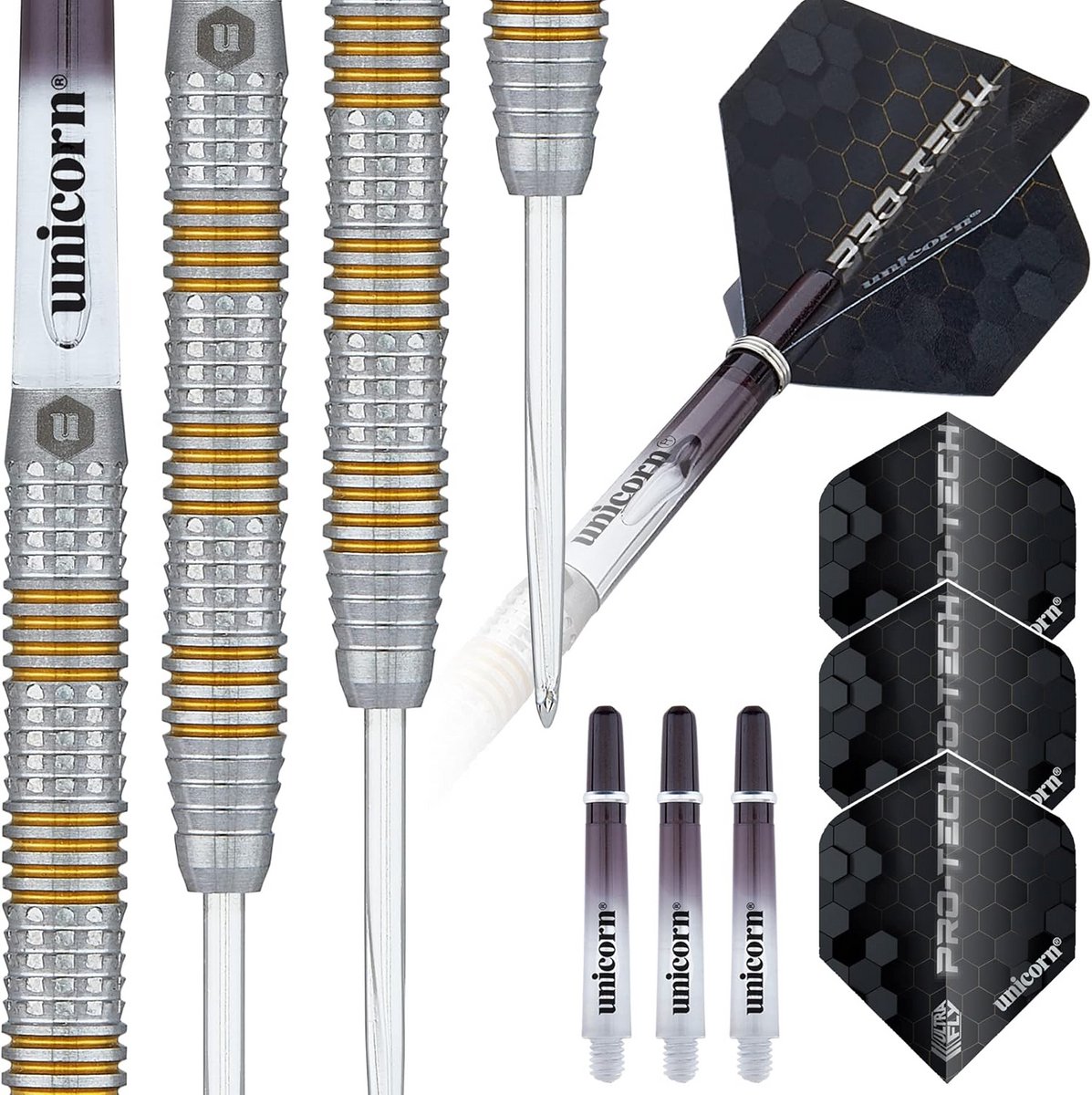 90% Tungsten Steeltip Darts Set Pro-Tech Stijl 3 met Gouden Accenten en Volume Points - 25g