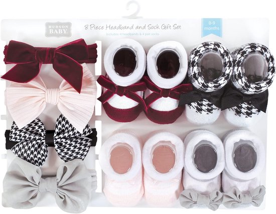 Babymeisje Hoofdband en Sokkenset Cadeauset, Bordeaux Ruitpatroon van Carter's — afbeelding 2