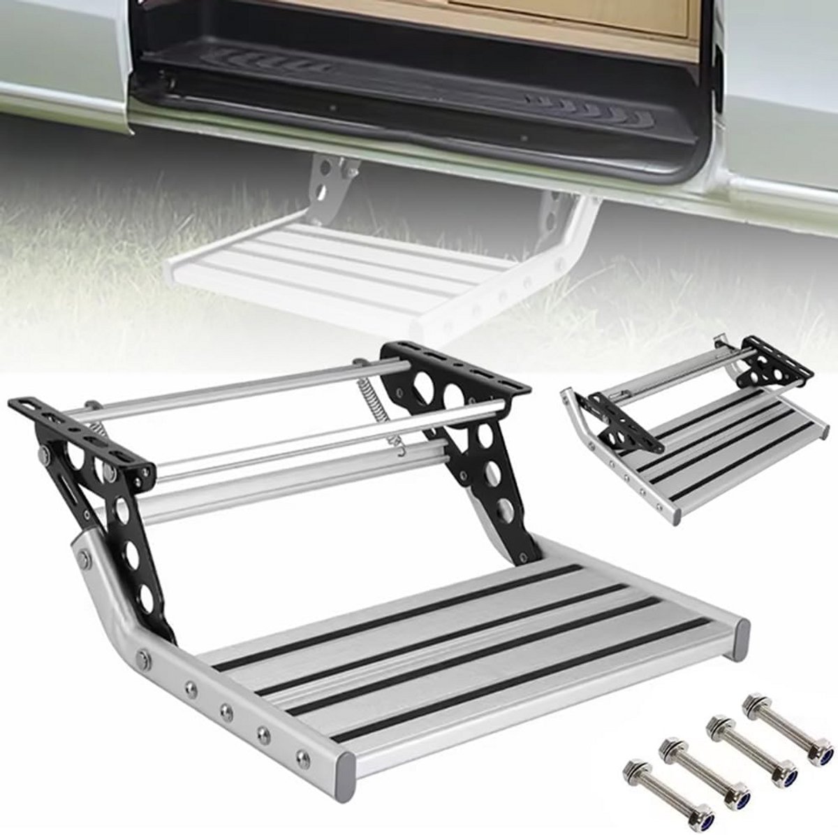 Intrekbare Campertrede Aluminium met Antislip & 12V LED Verlichting | 200 kg Draagkracht