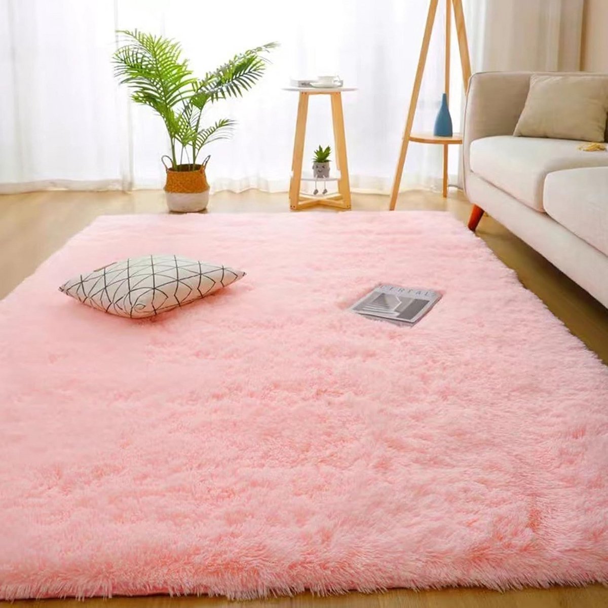 Zacht Rechthoekig Vloerkleed Roze 120x170 cm - Waterafstotend en Geschikt voor Vloerverwar