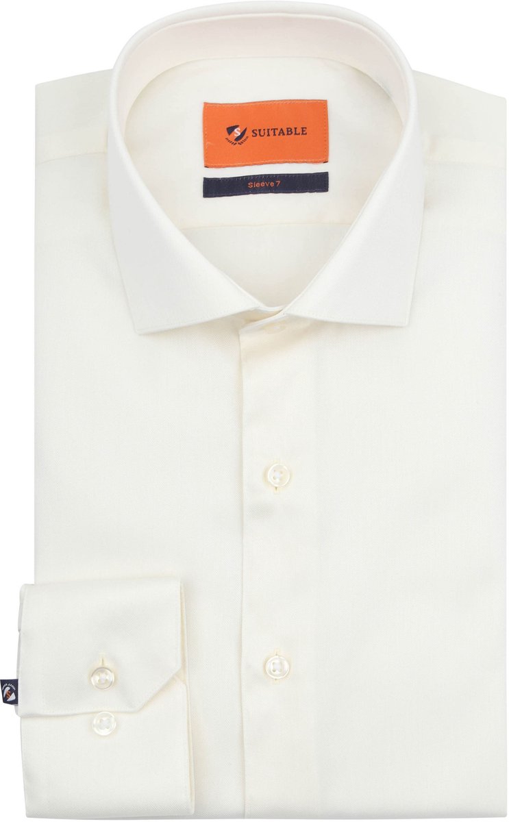 Suitable Overhemd Extra Lange Mouwen Twill Ecru - Maat 39 - Heren - Overhemden Formeel