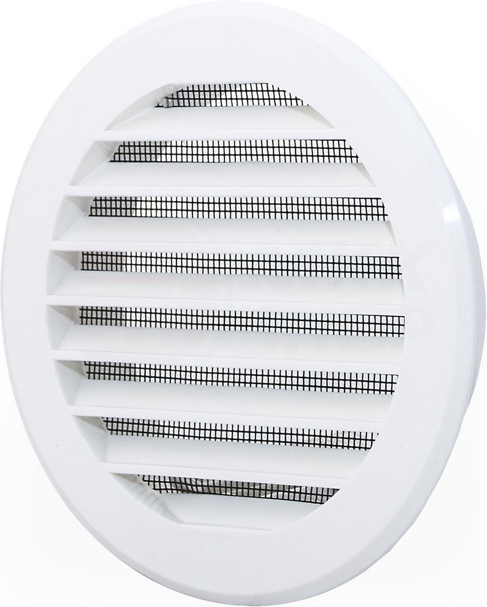 Rond Ventilatie Rooster Afsluitbaar met Insectennet Ø 100 mm Wit ABS
