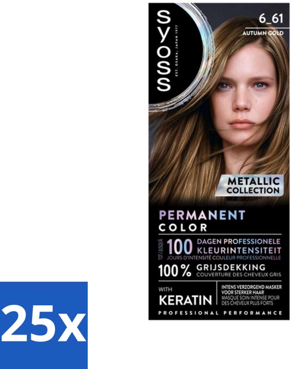 SYOSS - Coloration 6-61 Autumn Gold- Haarverf - Grijsdekking - Vermindert Haarbreuk - Bulkverpakking - 25 stuks