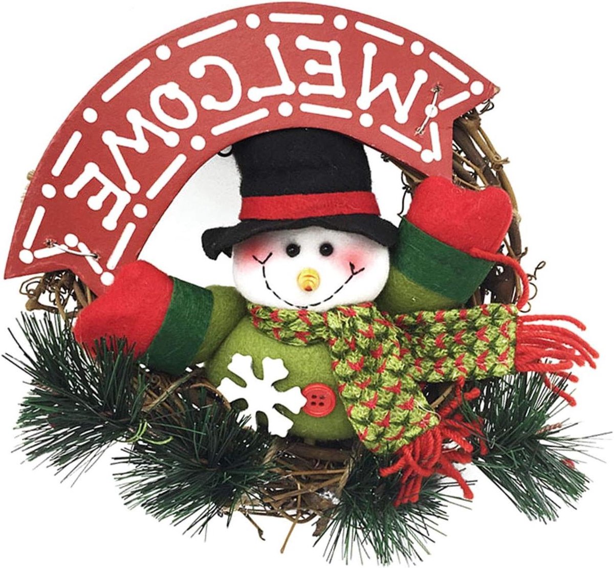 ByShane - Kerst-sneeuwpop krans voor huisdeur decoratie kerstman raamornament