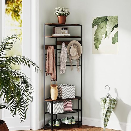 Eleganca Garderoberek met kapstok en 5 planken Zwart - Nancy Homestore