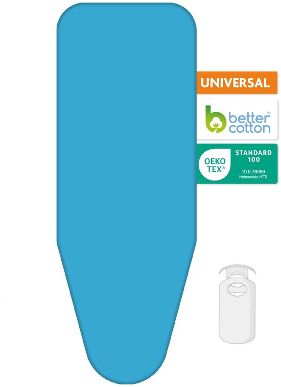 Foto: Widex strijkplankhoes classic 2 lagen en uitgerust met 3mm schuim universele pasmaat voor alle strijkplanken met een lengte van max 140cm en een breedte van max 52cm elastiek