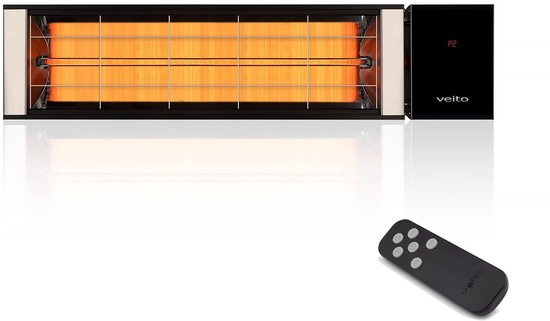 Veito Nevada R 2425 Infrarood Binnen- en Terrasverwarmer – max. 2500W | Binnen & Buiten | Afstandsbediening | Carbon Element | IP55 | RVS Grill