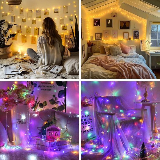 Campingverlichtingssnoer - Gekleurde lampjes - 4-in-1 draagbare oplaadbare buitenverlichtingssnoer - Waterdichte Draagbare Intrekbare Outdoor Solar String Lights - voor kamperen, tuin, wandelen, decoratie, Kerstmis - USB Oplaadbare Tent Lamp - 10 m — afbeelding 5