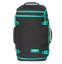 Zwarte Eastpak rugzak met felgroene ritsen, gespen en accenten. Eastpak logo op voorzijde.