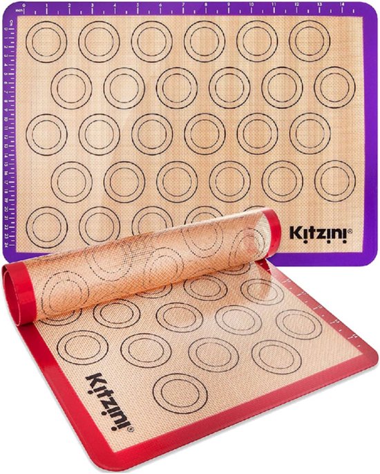 Kitzini Siliconen Bakmat - 2 stuks - Deegmat - Ovenmat - Hittebestendige Mat tot 250°C - Herbruikbaar en niet-klevend - Vaatwasserbestendig - BPA-vrij - Bakspullen - Bakpapier Herbruikbaar