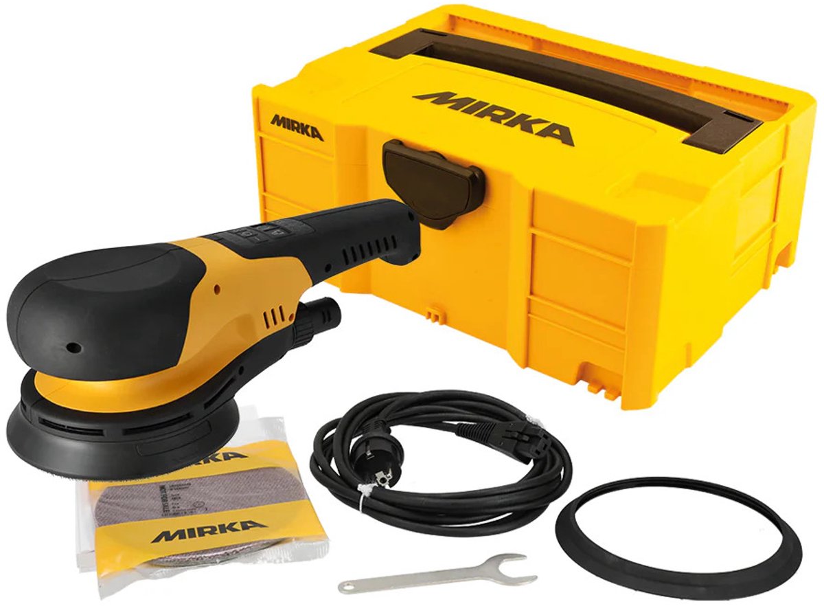 Mirka DEROS RS 600 Ø150 mm Vlakschuurmachine in kast 750W Motor 700-2500 RPM