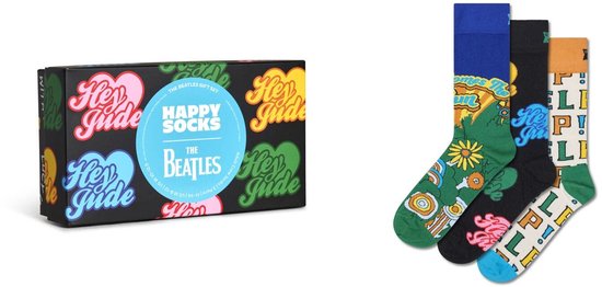 Happy Socks - Volwassen Uniseks The Beatles 3-Pack Sokken Cadeauset / Maat 41-46