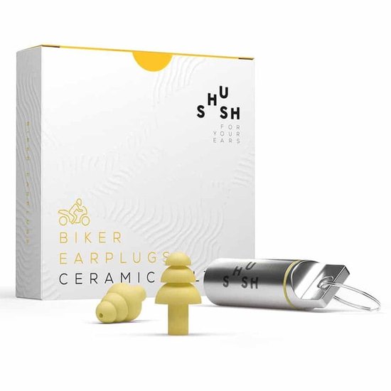 Shush Biker Earplugs - Motor oordoppen van synthetisch rubber - 365x herbruikbaar - Gehoorbescherming tegen windruis op de motor - Keramisch filter met de beste prestaties (SNR 24 dB)