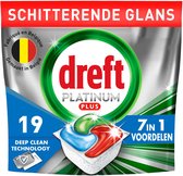Dreft Platinum Plus Tablettes tout-en-un pour lave-vaisselle Technologie Deep Clean- 6 x 19 Capsules