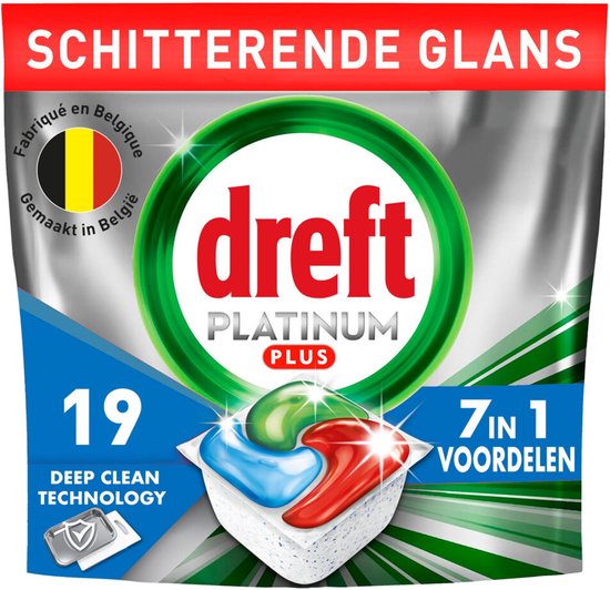 Dreft Platinum Plus All In One Vaatwastabletten Deep Clean-technologie - 6 x 19 stuks