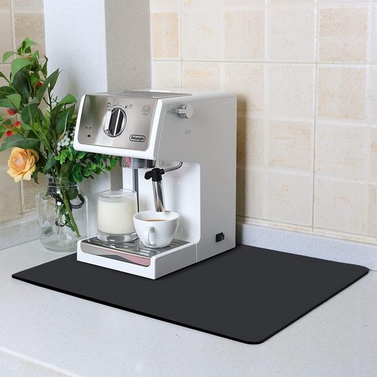 Koffiezetapparaat Antislip,Antislip Onderkant Sneldrogend Droogmat,Koffiezetapparaat Afdruipmat Droogmat voor Koffiemachine (Donkergrijs, 30x50cm